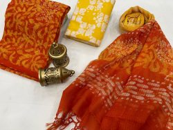 Orange and Yellow kota doria suits wholesale