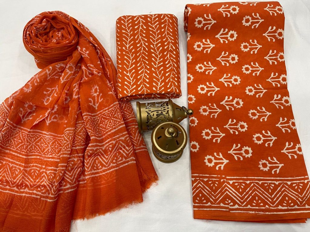 Orage cotton dress materials with chiffon dupatta