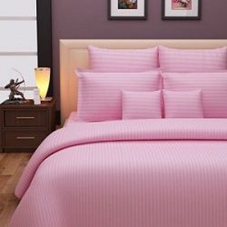 Pink Satin Stripes plain Bedsheet
