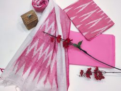 Pink ikkat salwar suit set With Dupatta
