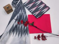 Magenta and Gray Ikkat suit set with dupatta