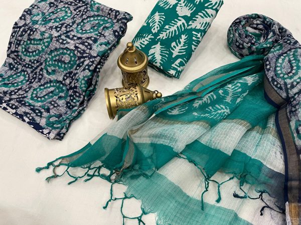 Tropical Green and blue kota doria dress material online