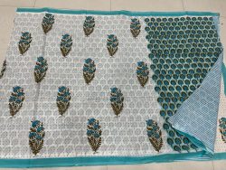 Cyan mugal print cotton sarees online
