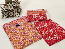 Floral print Stitched Cotton suit with cotton dupatta