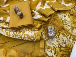 Goldenrod amber chanderi Salwar suit with dupatta