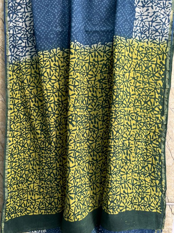Yellow and blue  cotton sarees wholesale