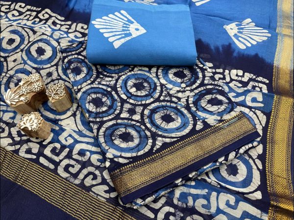 Blue maheshwari silk suit set