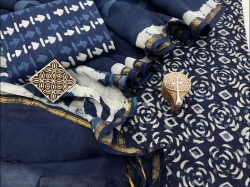 Dark Imperial Blue Chanderi suit with chanderi dupatta online