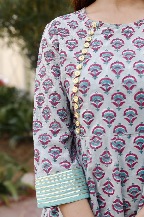 Floral print Stitched Cotton with maheshwari cotton dupatta