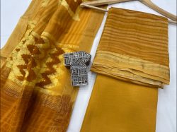Bronze maheshwari silk suit set with cotton pajama