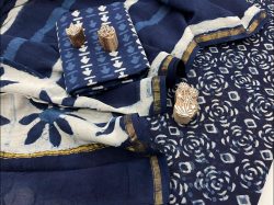 Blue chanderi suit with dupatta online