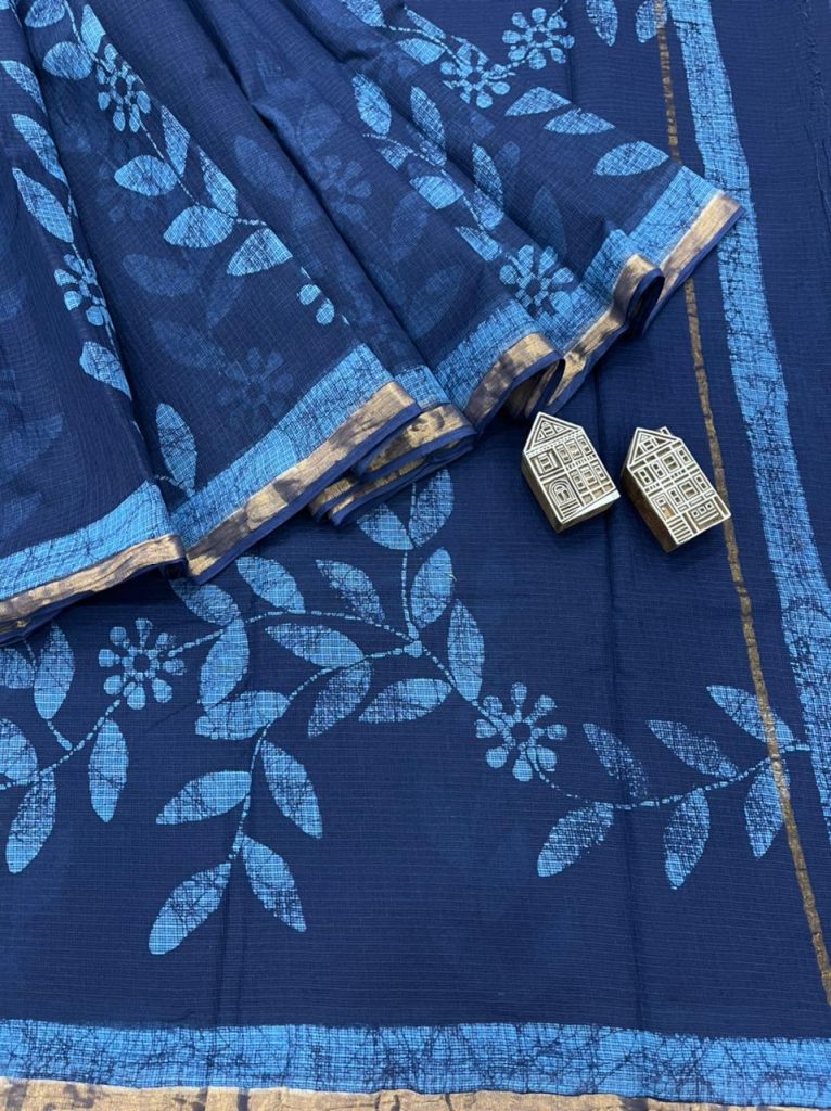 Blue kota doria saree design