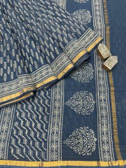 Blue kota doria traditional saree