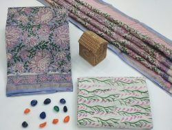 Amethyst floral print chanderi suit set