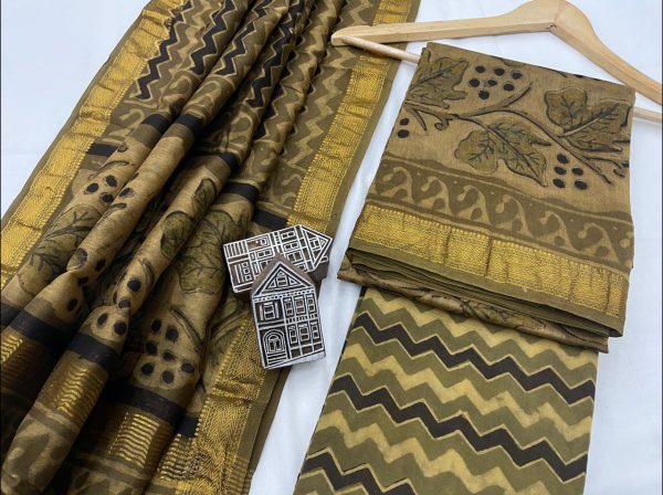 Copper Yellow maheshwari silk suit set