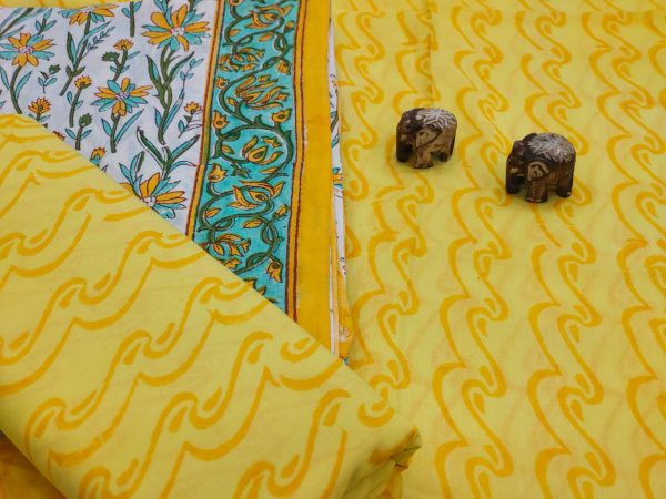 Yellow cotton suits with cotton dupatta