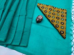 Dark Turquoise kota doria saree with blouse