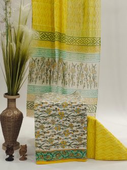 Yellow cotton suits with cotton dupatta