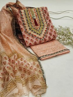 Lite pink gota embroidery cotton chanderi salwar suit