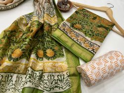 Green floral maheshwari silk suits