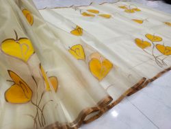 Off White organza silk saree with blouse