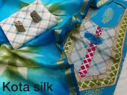 Sky blue gota embroidery salwar suit with kota silk dupatta