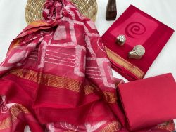 Ruby maheshwari silk suit with maheshwari dupatta