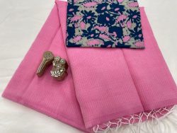 Pink kota doria saree with blouse