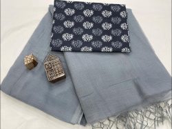 Gray kota doria saree with blouse