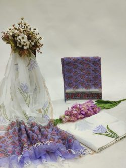 Scampi purple unstitched kota doria salwar suits