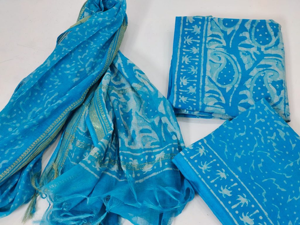 French blue maheshwari dupatta suits