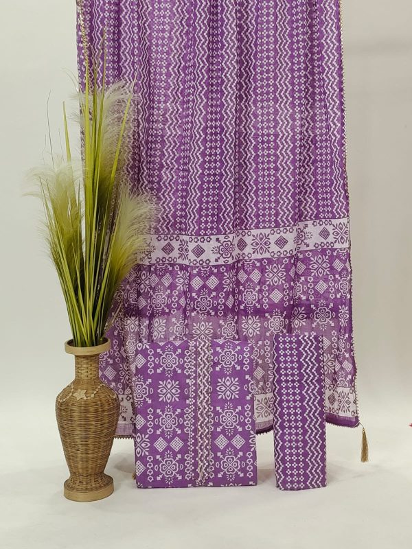 Purple affair cotton dupatta embroidery suit punjabi