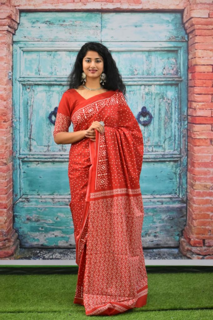 Red super soft cotton saree