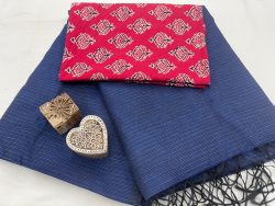 Plain navy blue kota doria latest sarees with price