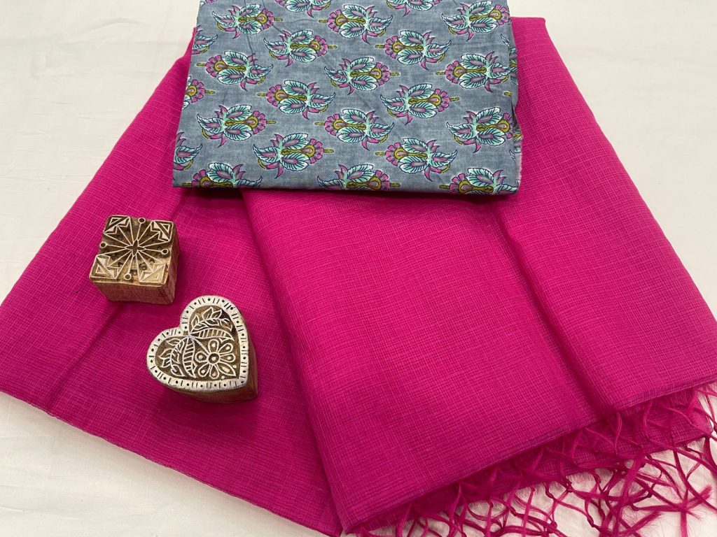 Rose pink plain kota doriya latest sarees with price