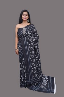 Black daily wear printed saree with price