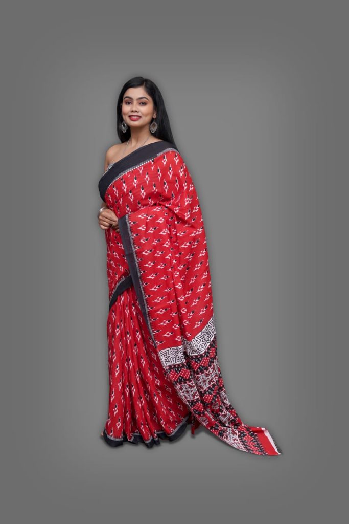 Red soft cotton sarees for summer