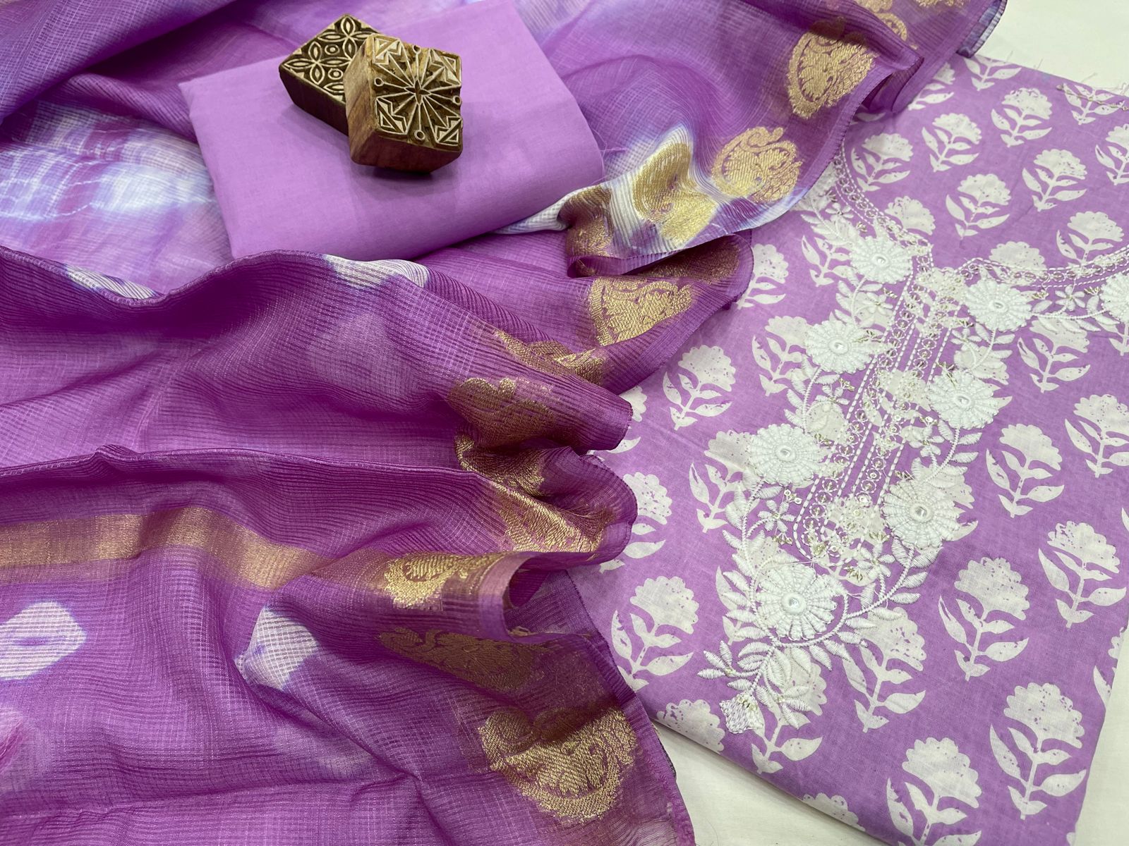 Lavender cotton party wear salwar suit for ladies