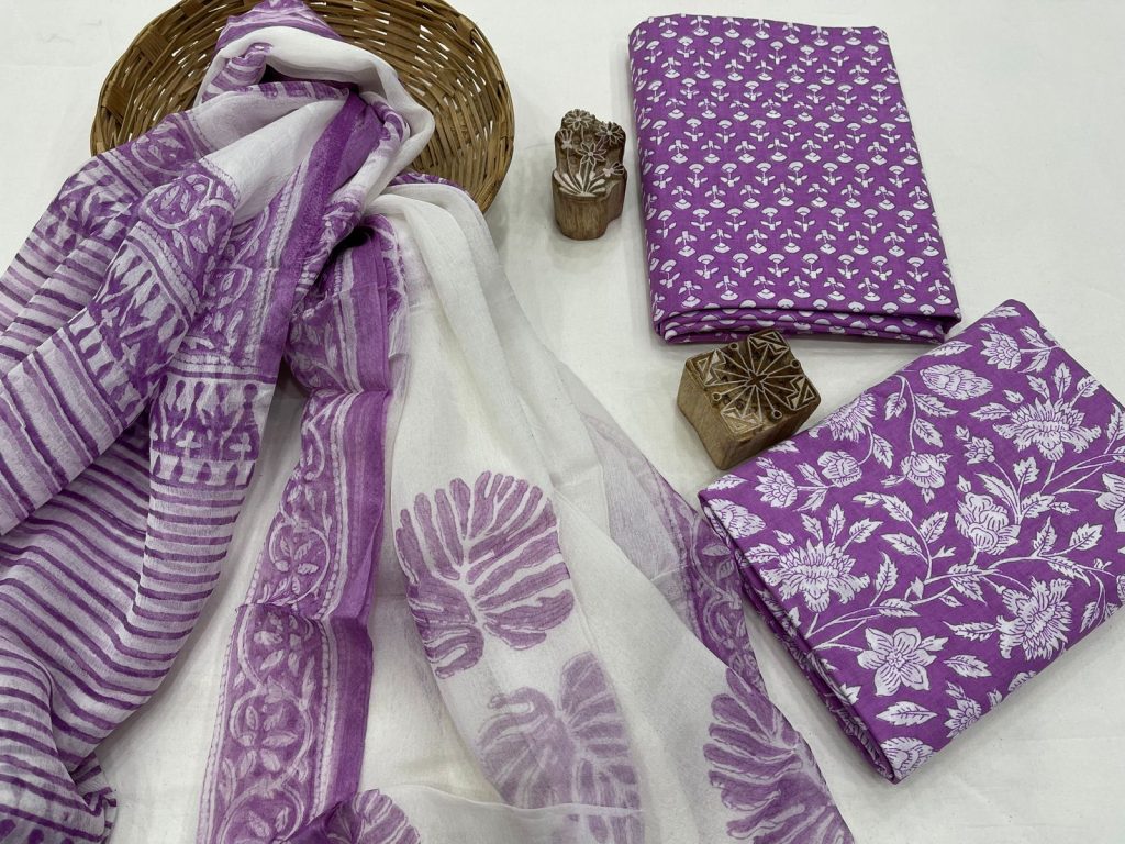 Eminence violet printed chiffon dupatta ethnic dresses for women