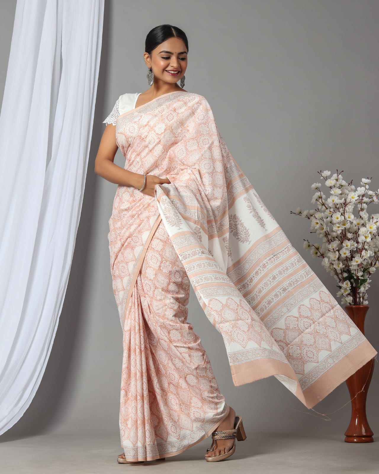 Buy Multicolor Stripe Printed Saree In Chanderi Cotton With Gotta Patti  Work On The Borders