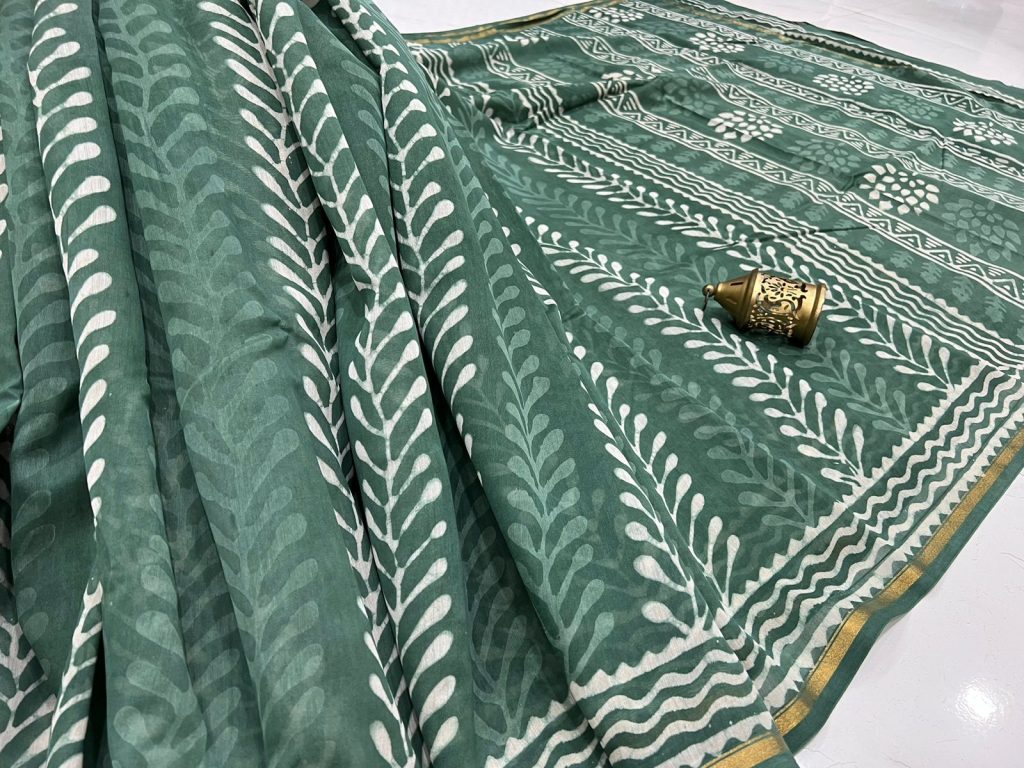 Emerald green chanderi silk sarees online