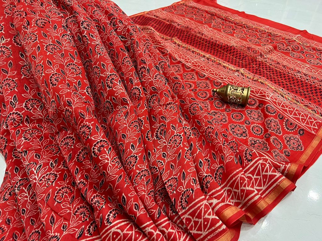 Scarlet printed chanderi sarees new arrival
