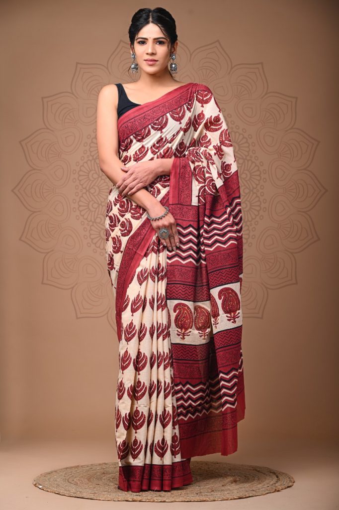 Apple red daily wear cotton saree