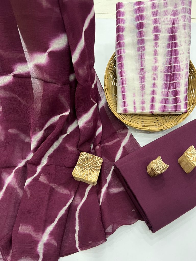 Maroon Byzantium color shibori printed patiala salwar suit