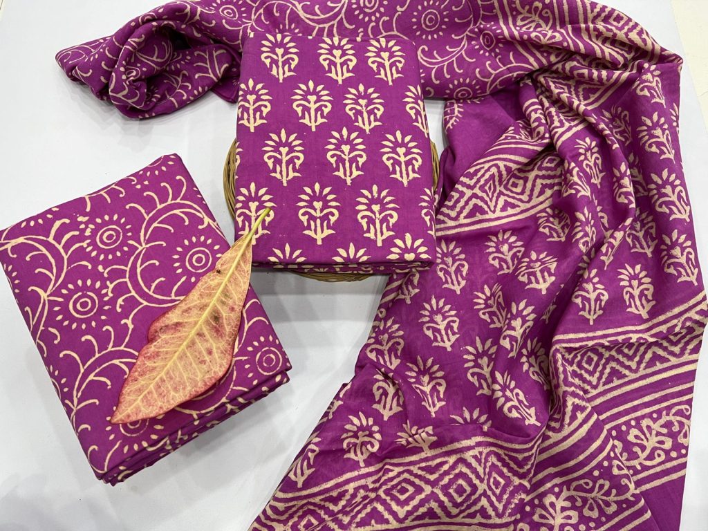 Rouge gold print cotton dupatta indian suits for women