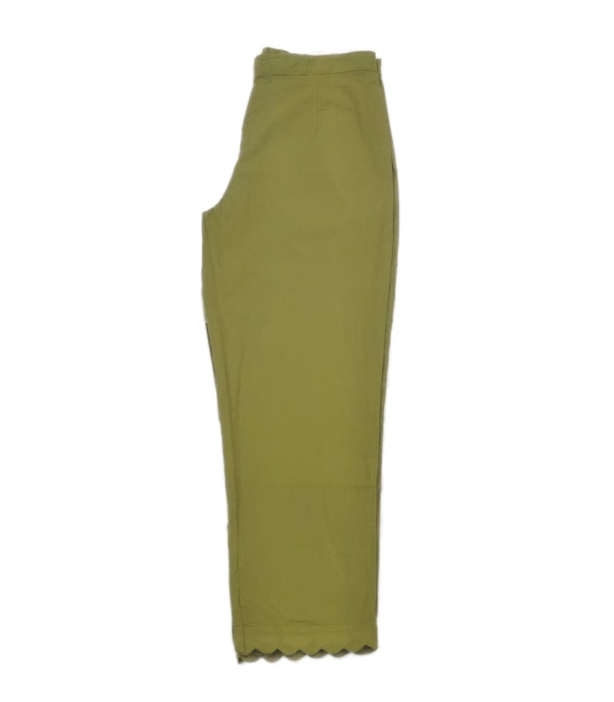 Mehandi green Pure cotton straight fit scallop pant