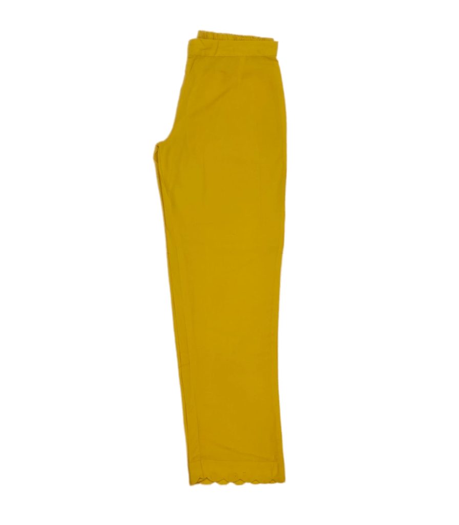 Yellow Pure cotton straight fit scallop pant