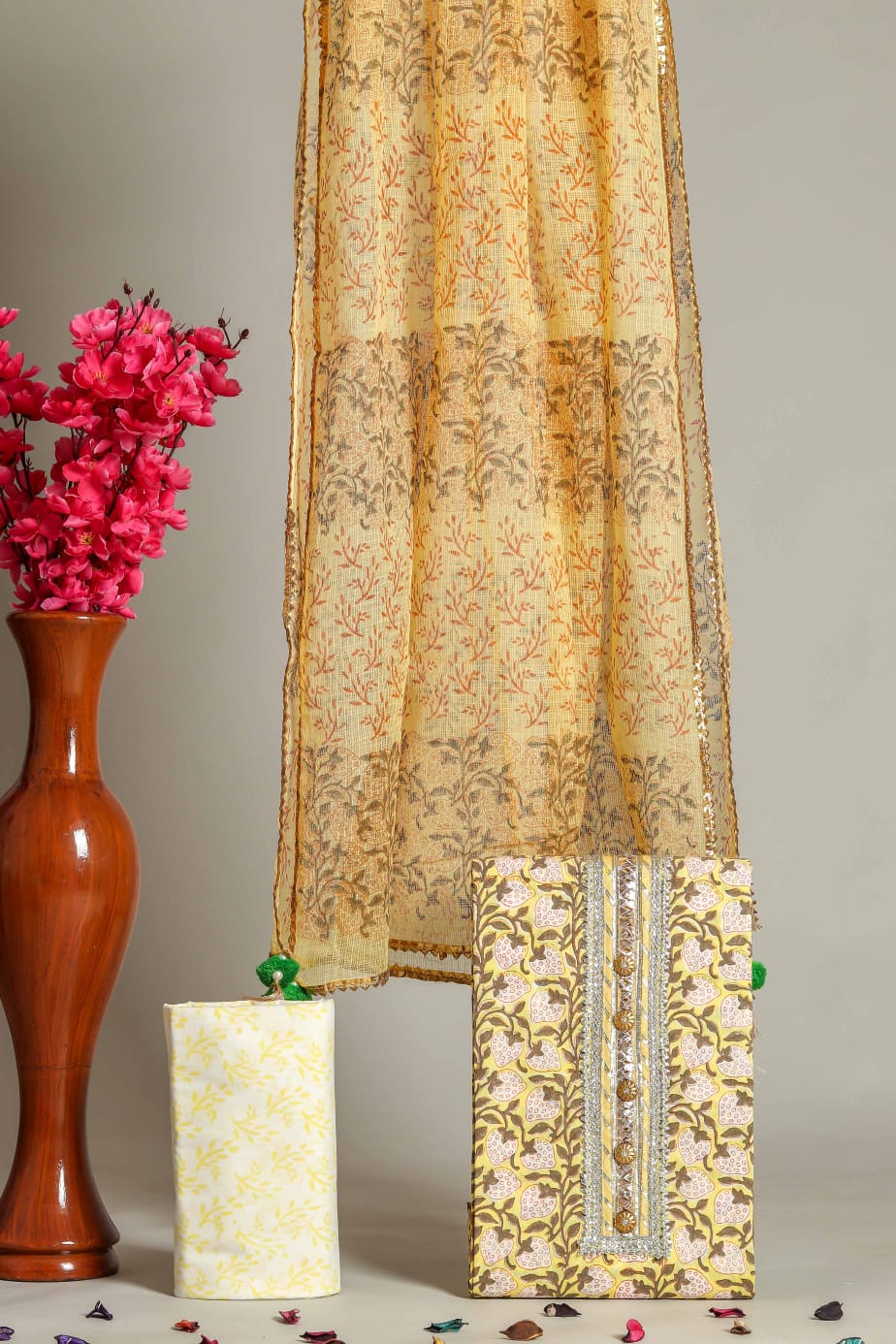 Bronze color cotton Gota embroidery suit designs punjabi