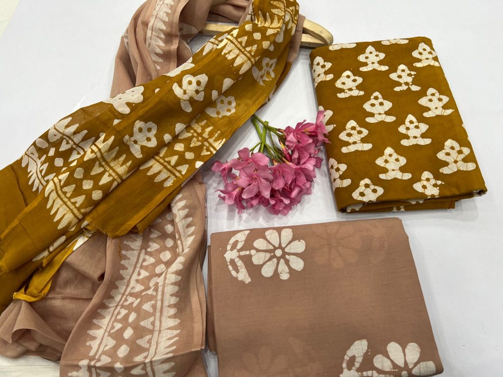 Antique Bronze bagru print cotton suit design for women