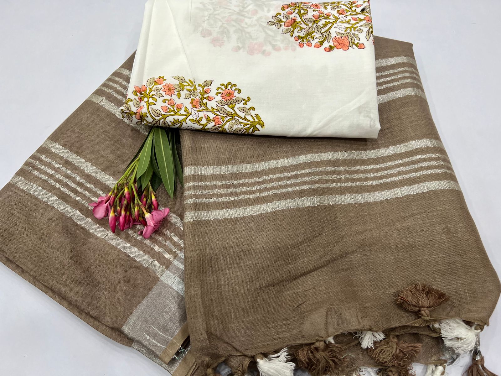 Coffee color plain sarees latest